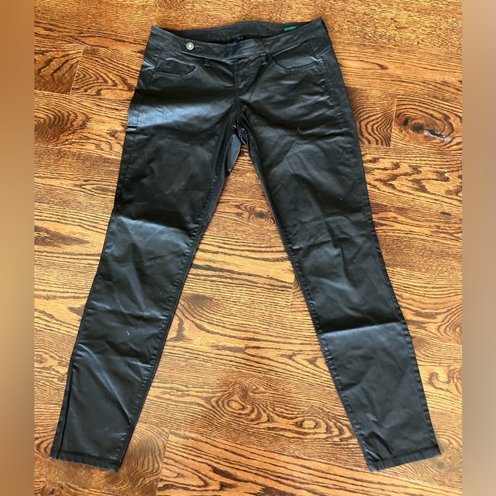 BENETTON Jeans Women’s Skinny Unique Black Coated Pants Size 29